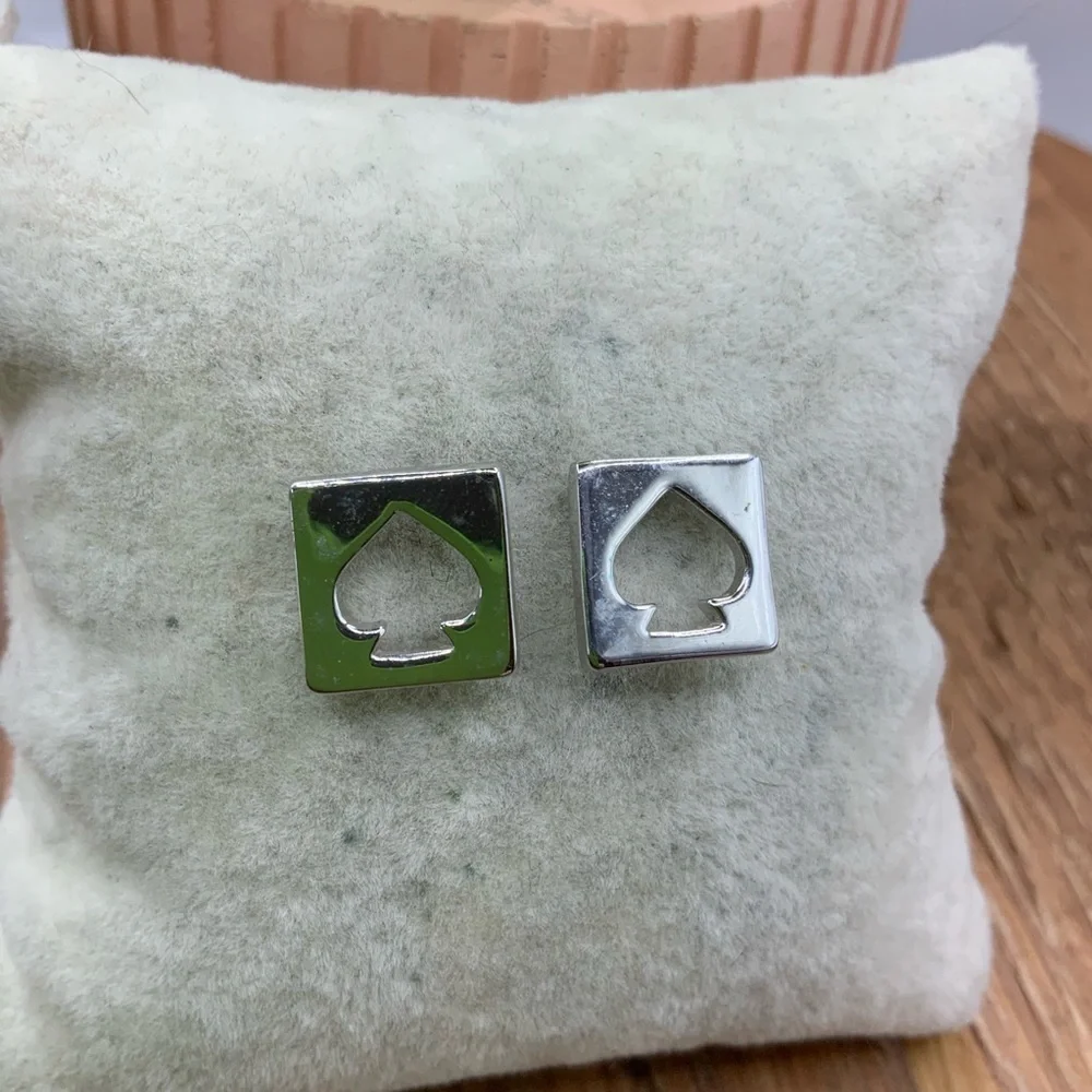 Kate Spade Silver Tone Spade Heart Stud Earrings